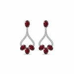 Silver Earrings with 5x7 mm oval shaped Garnet Gemstone and Cubic Zirconia