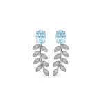 silver earrings gemstones with 5x7 mm oval blue topaz