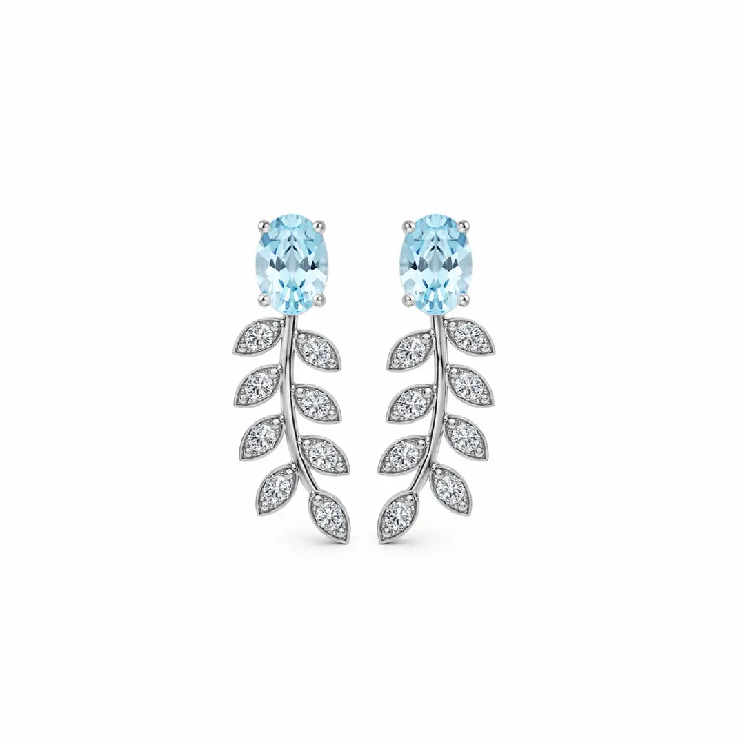 silver earring gemstone with cz 2a blue topaz a silver earrings gemstones with 5x7 mm oval blue topaz