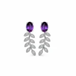 silver earrings gemstones with 5x7 mm oval amethyst
