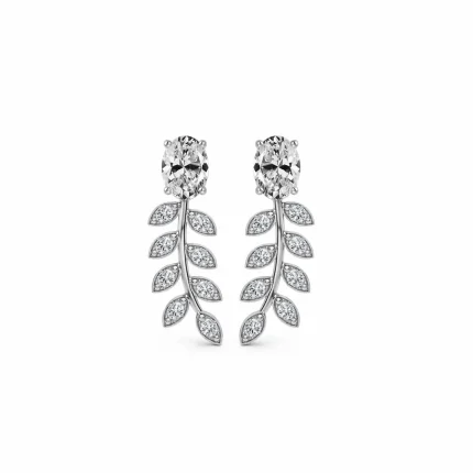 silver earrings gemstones with 5x7 mm oval cubic zirconia
