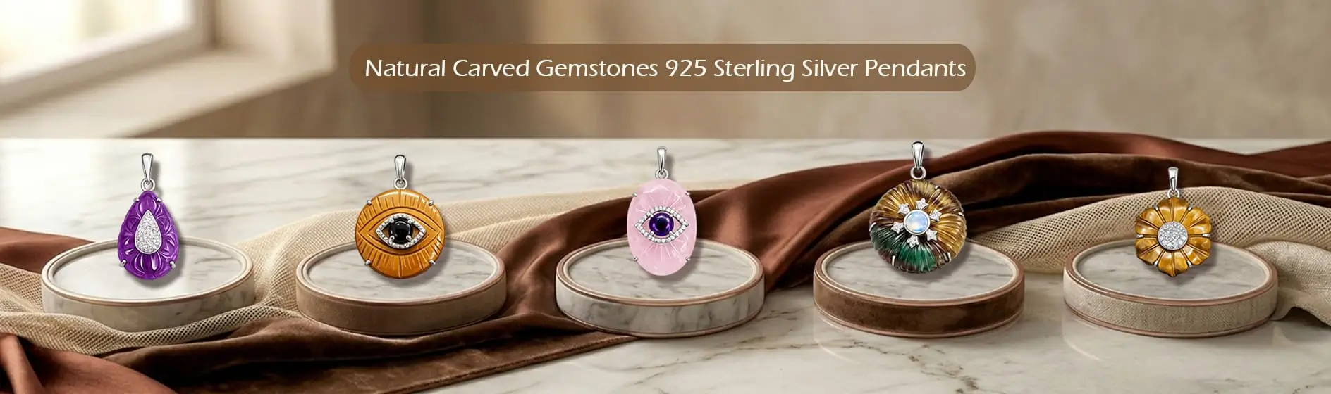 natural carved stones 925 sterling silver jewelry- kOtirO Exports
